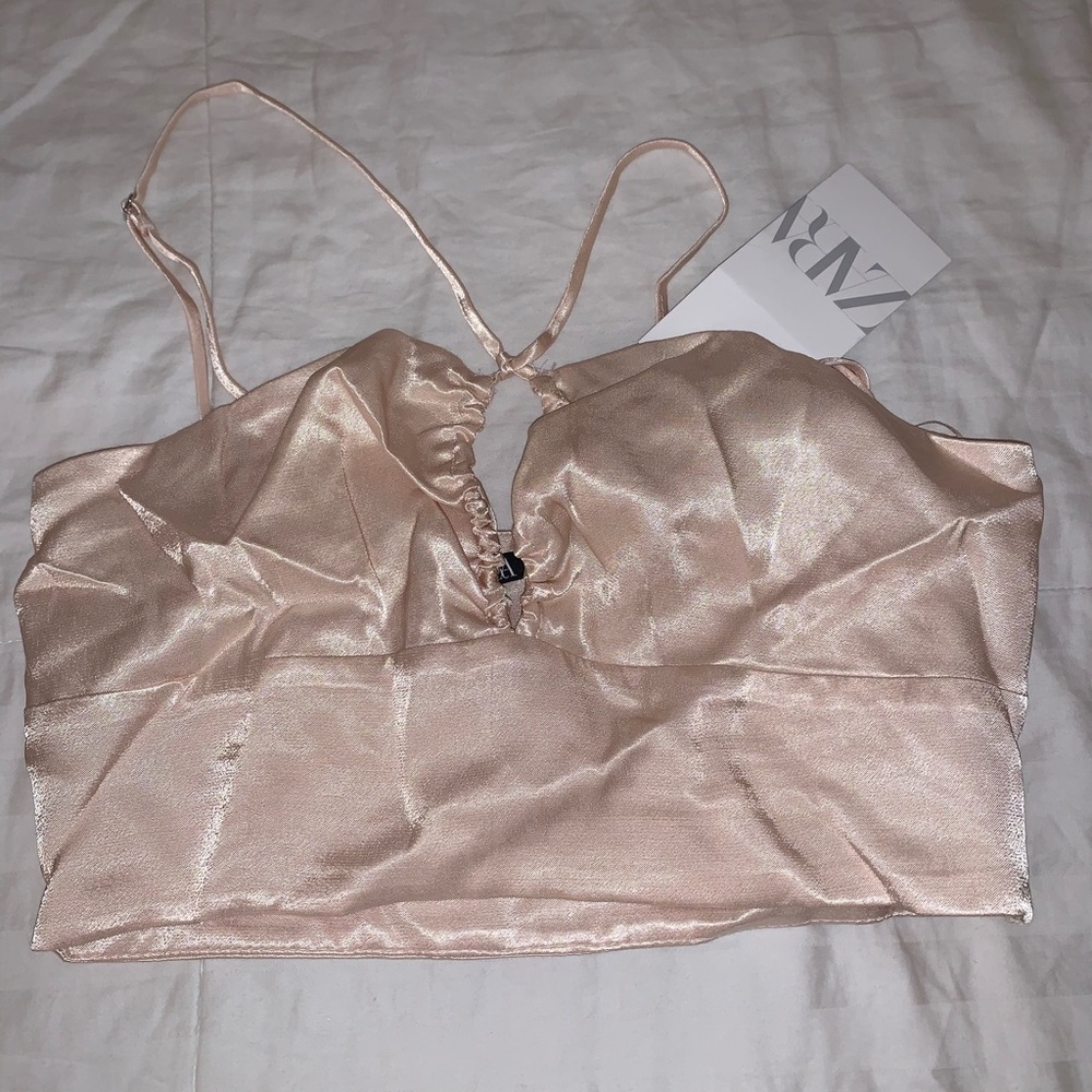 Champagne pink crop top from Zara!